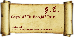 Gogolák Benjámin névjegykártya